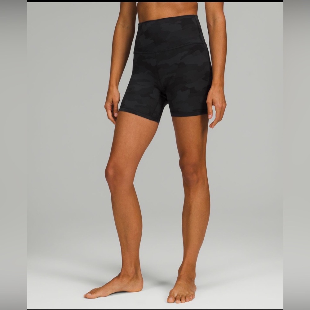 Lululemon Black Camo High-Waisted Shorts